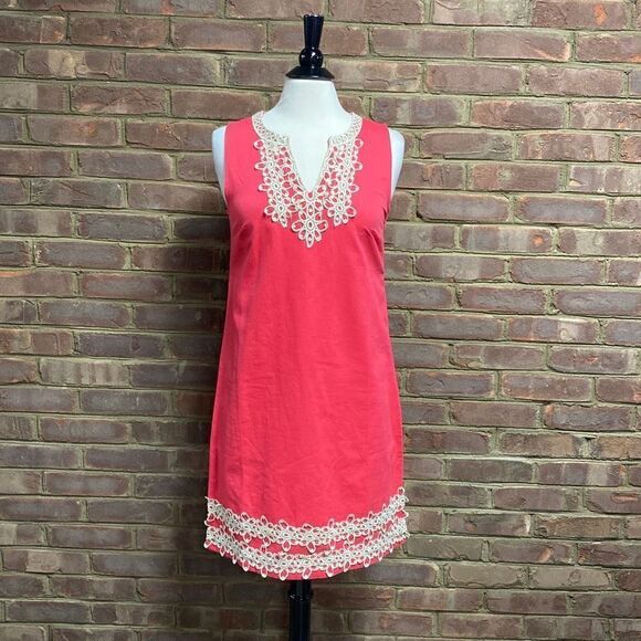 Mud Pie Coral Blakey Shift Dress Size Medium NWT - Picture 2 of 7